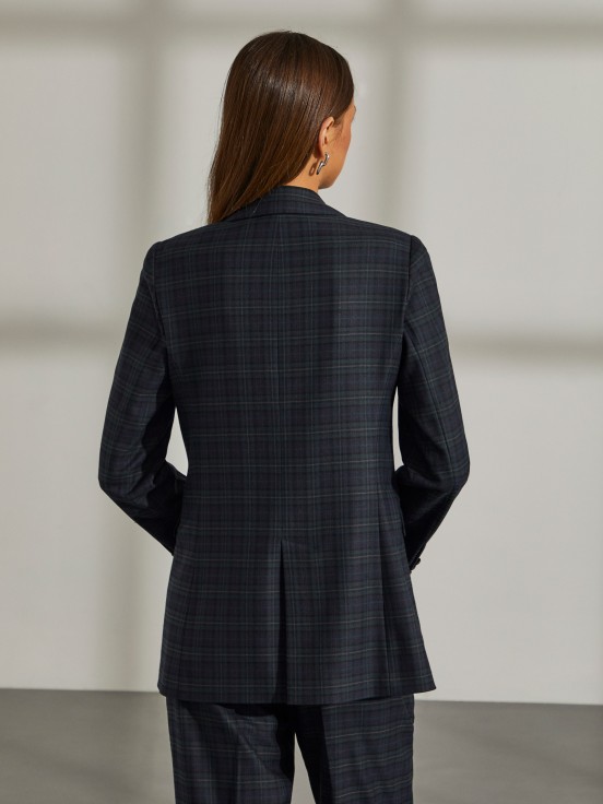 Blazer comprido em xadrez