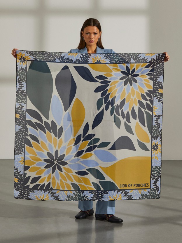 100% silk floral print scarf