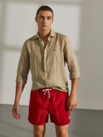 Cal��es de banho para homem regular fit com cintura el�stica e cord�o