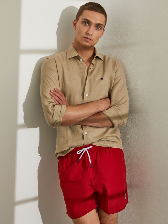 Cales de banho para homem regular fit com cintura elstica e cordo