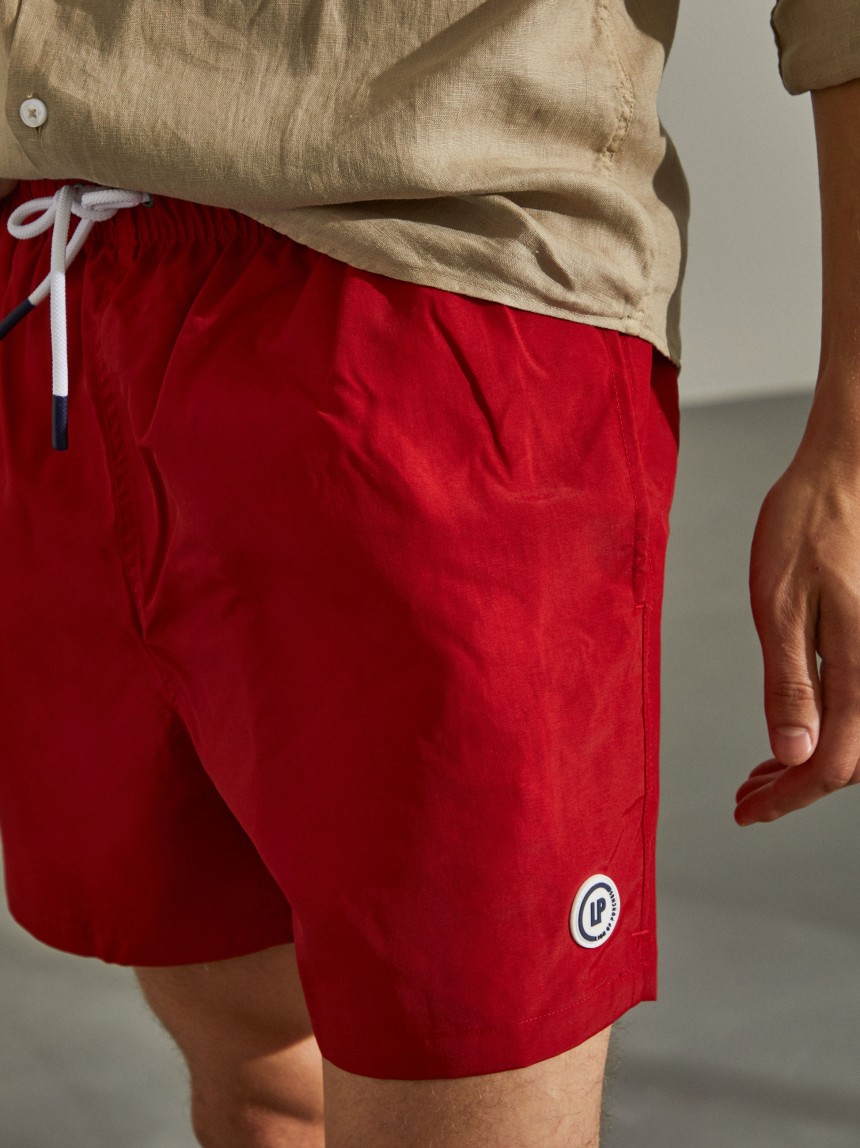Cal��es de banho para homem regular fit com cintura el�stica e cord�o