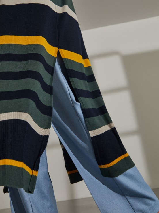 Cardigan comprido tricolor