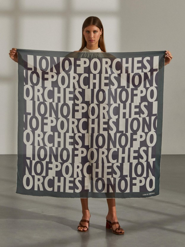 100% silk lettering scarf
