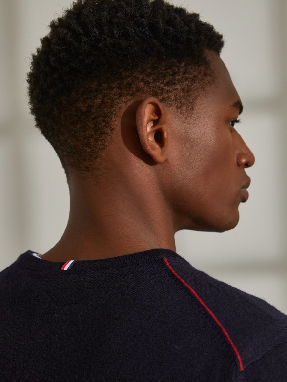 Camisola para homem com decote em V em 100% l merino