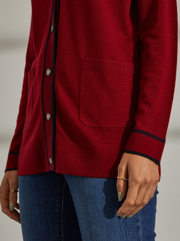 Cardigan em 100% l merino