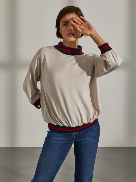 Camisola lyocell detalhe de riscas
