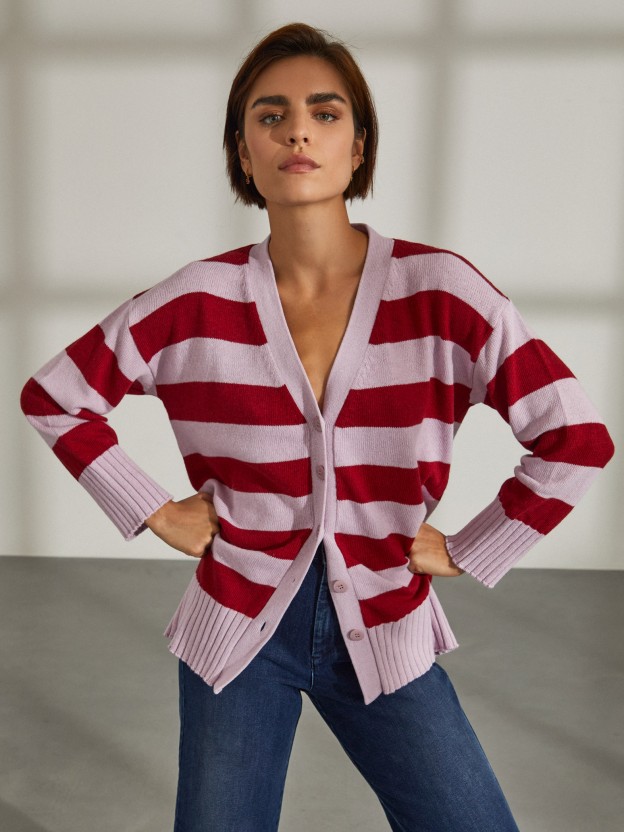 Wool and cashmere striped cardigan