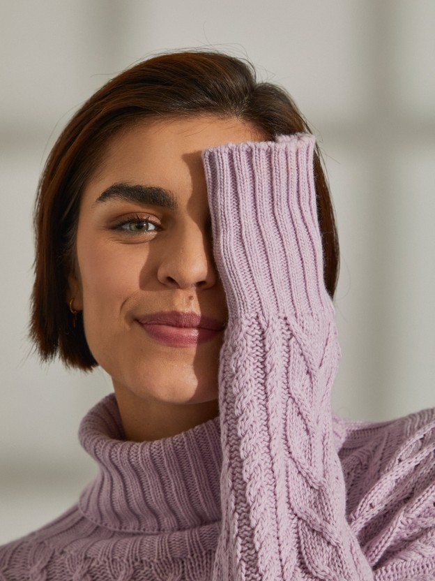 Wool and cashmere braided sweater