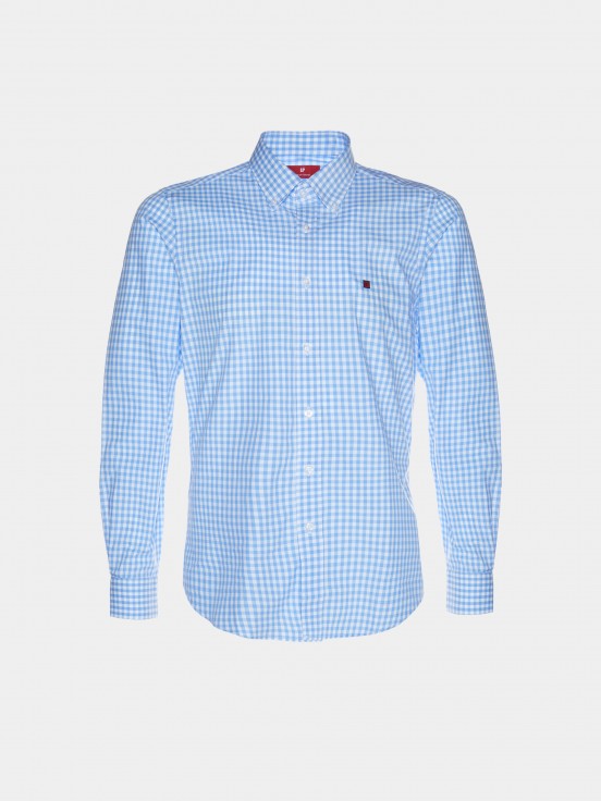 Camisa para homem slim fit de algodo com padro de xadrez
