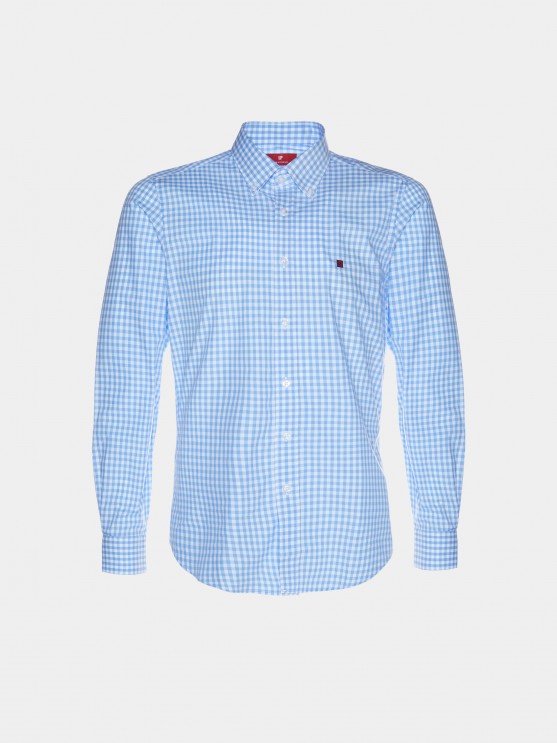 Camisa para hombre de algodn slim fit con estampado de cuadros