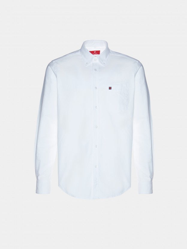 Camisa para homem regular fit de algodão em cor lisa