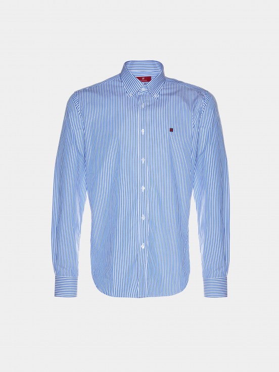 Camisa para hombre de algodn slim fit con estampado de rayas