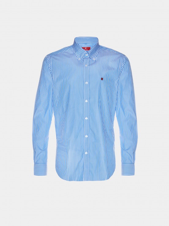 Camisa para hombre de algodón slim fit con estampado de rayas