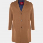 Man's regular fit wool blend overcoat with pockets