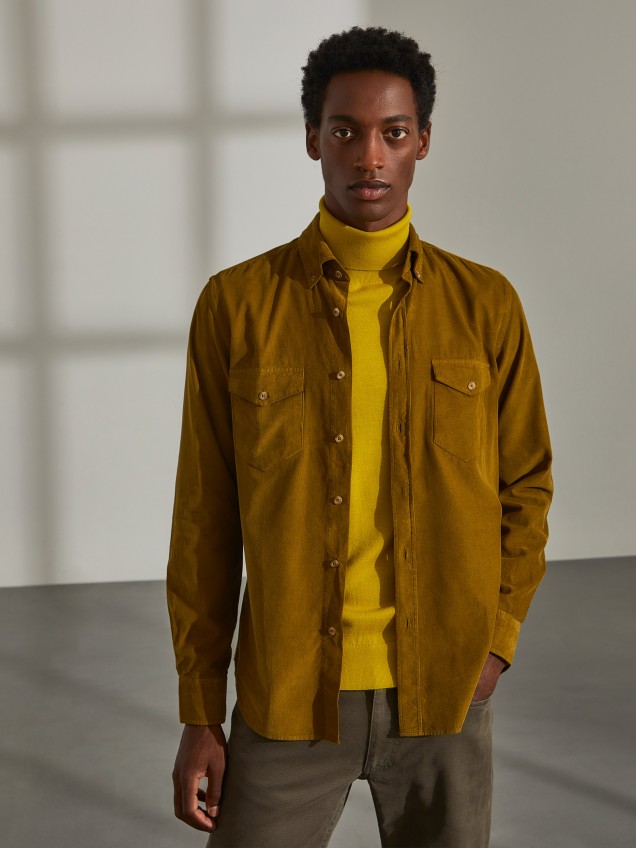 Camisa slim fit de bombazine
