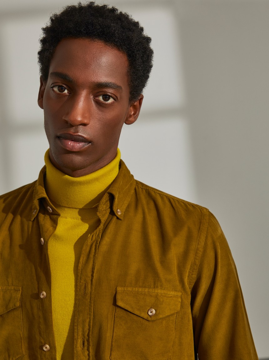 Camisa slim fit de bombazine