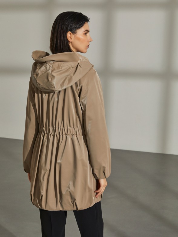 Satin coat with hood