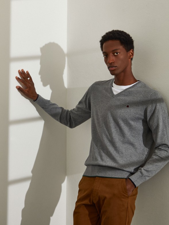 Pullover de algodo e caxemira