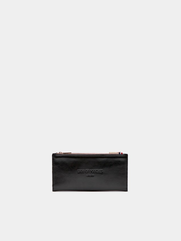 Woman's leather wallet with personalised embossing and double pocket - Image product