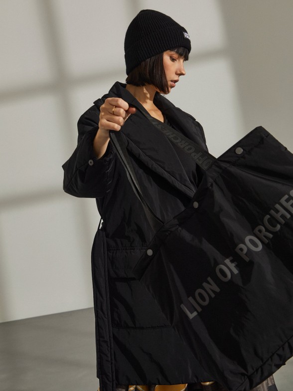 Quilted jacket with handbag