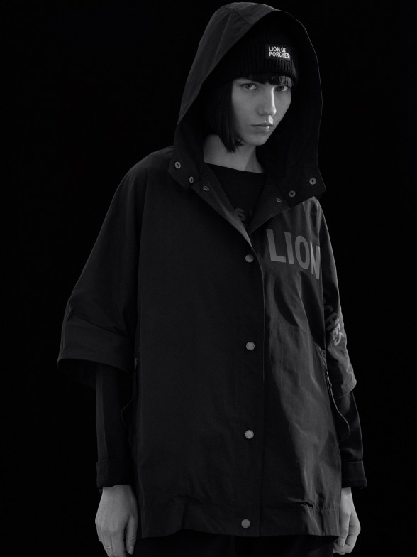 Reflective print hooded cape