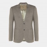 Man's slim fit blazer with herringbone pattern and pockets