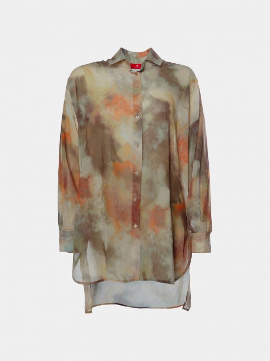 Camisa assimtrica estampado aguarela