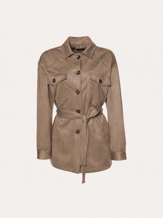 Overshirt with belt and pockets