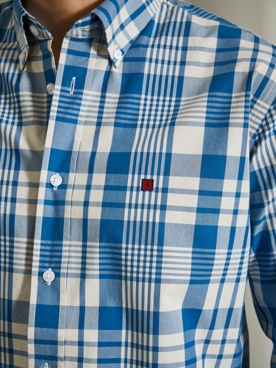 Camisa regular fit com padro de xadrez