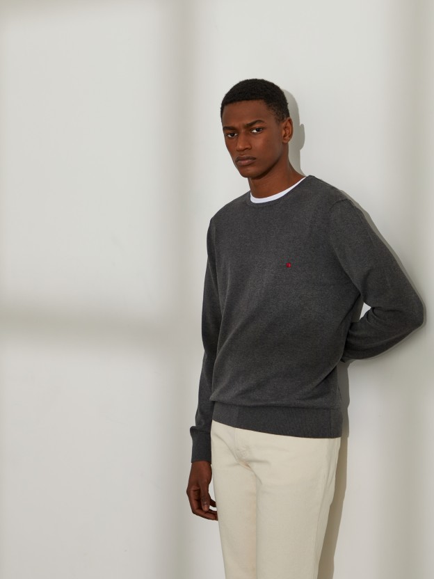 Camisola para homem bsica de algodo com gola redonda