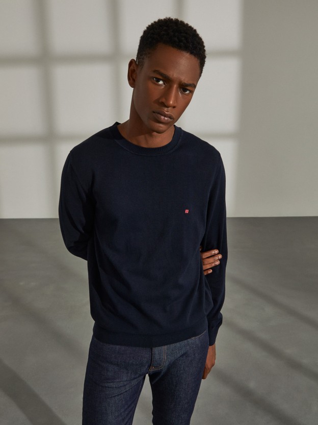 Camisola para homem de algodo com decote redondo