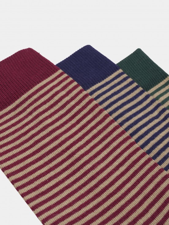 Paquete de calcetines de punto a rayas para hombre en diferentes colores