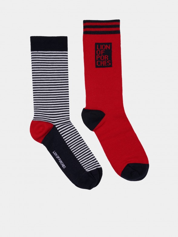 Pack de meias para homem de malha com padres em azul, vermelho e branco