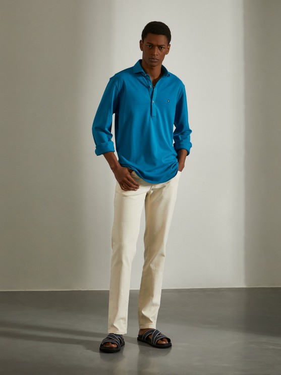 Camisa slim fit em malha piqu