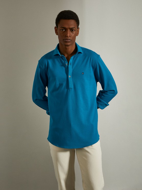 Camisa slim fit em malha piqu