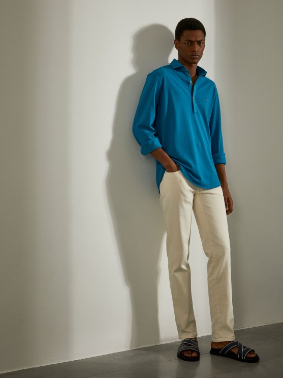 Camisa slim fit em malha piqu