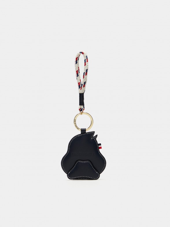 Navy leather keyring with duck format