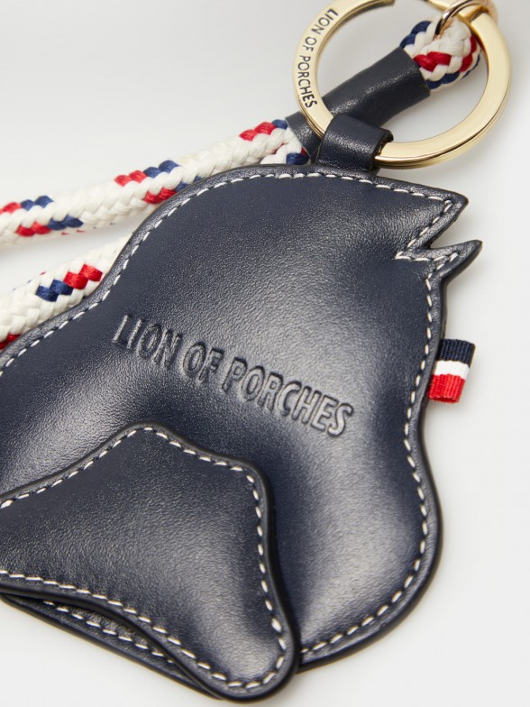 Navy leather keyring with duck format