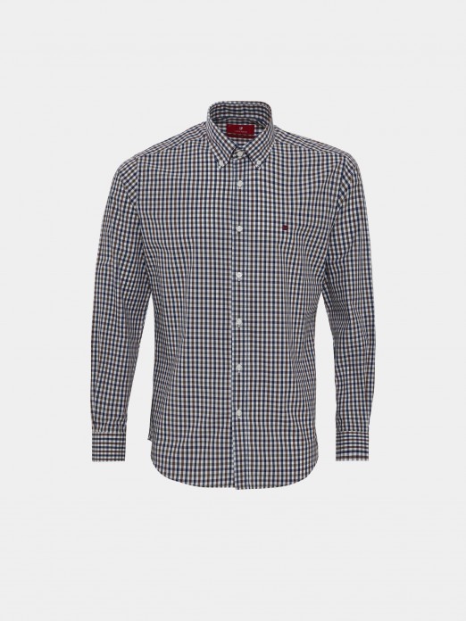 Man's slim fit cotton shirt in plain colour