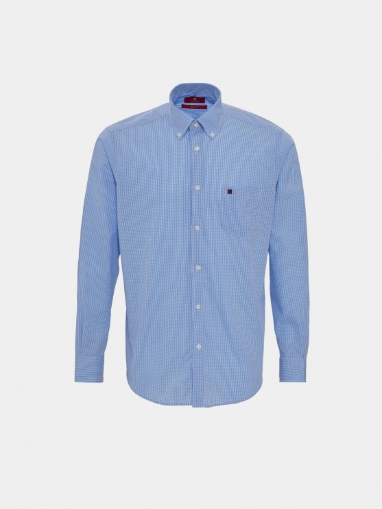 Camisa de algodn de corte regular para hombre con estampado de cuadros