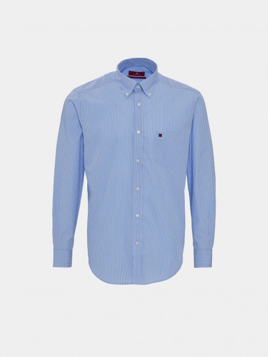 Man's regular fit cotton shirt with striped pattern
