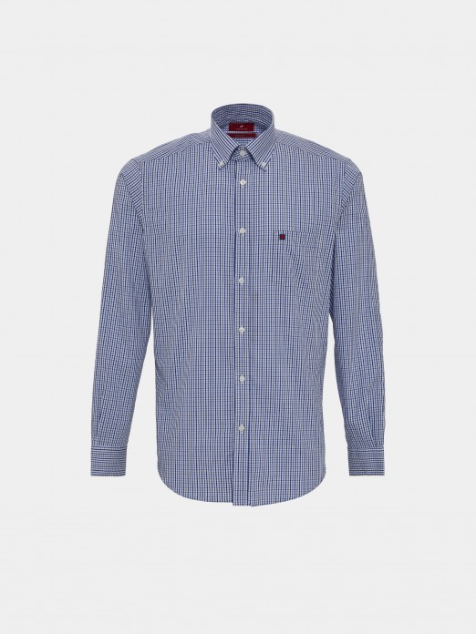 Man's regular fit cotton shirt with striped pattern