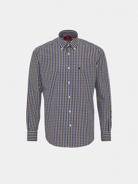 Camisa para homem regular fit de algodo com padro de xadrez