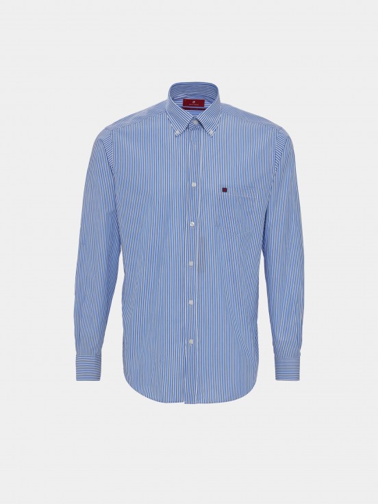 Man's regular fit cotton shirt with striped pattern