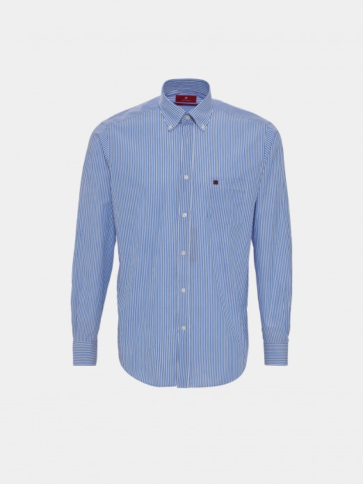 Camisa para hombre regular fit de algodn a rayas