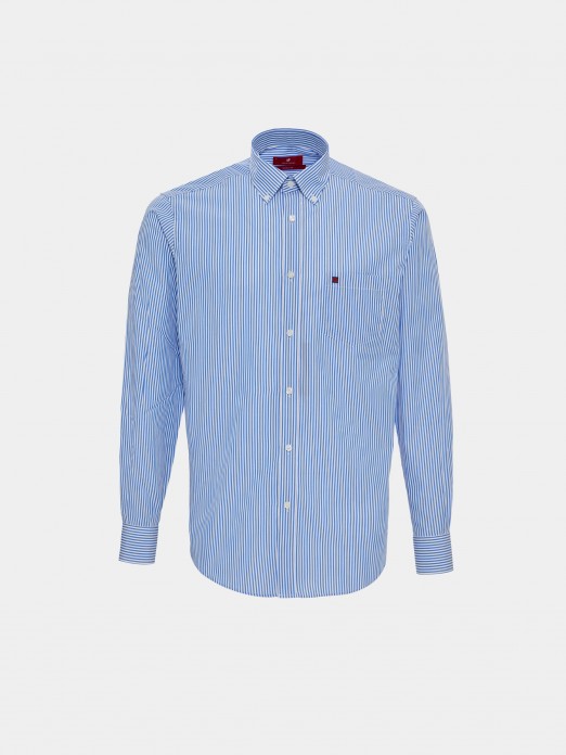 Man's regular fit cotton shirt with striped pattern