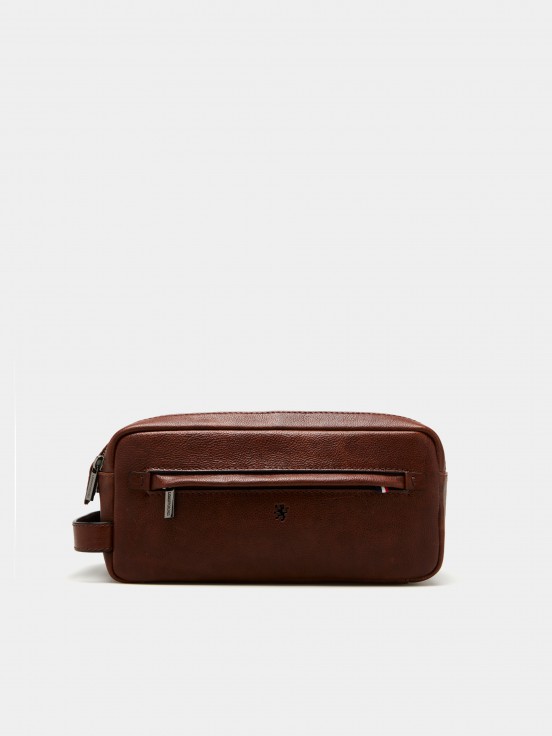 Necessaire retangular em pele