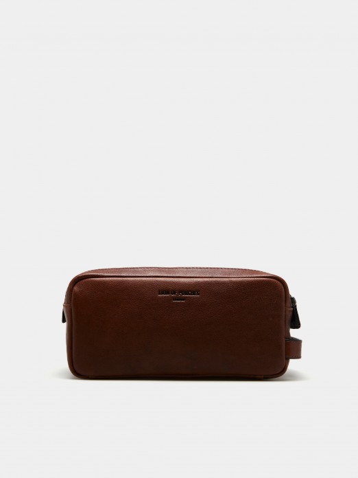 Necessaire retangular em pele