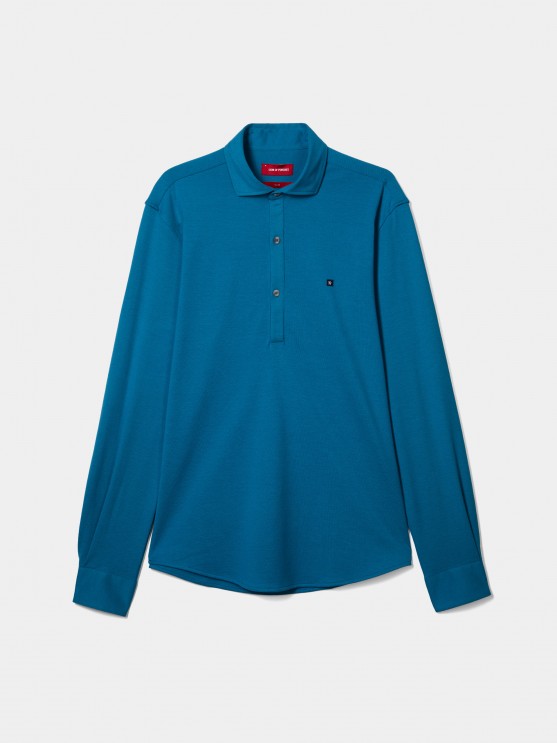 Camisa slim fit em malha piqu