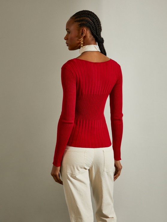 Camisola de malha canelada